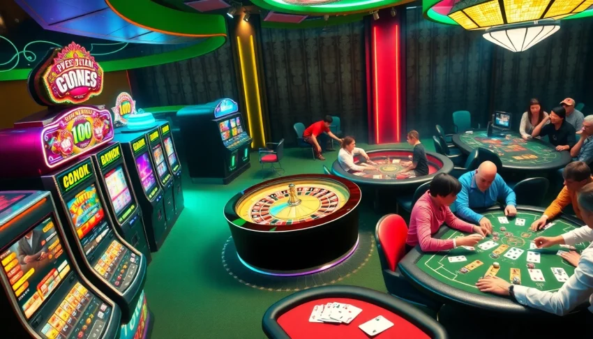 Experience the excitement at fa88 with gamblers strategizing at dynamic poker tables under bright casino lights.