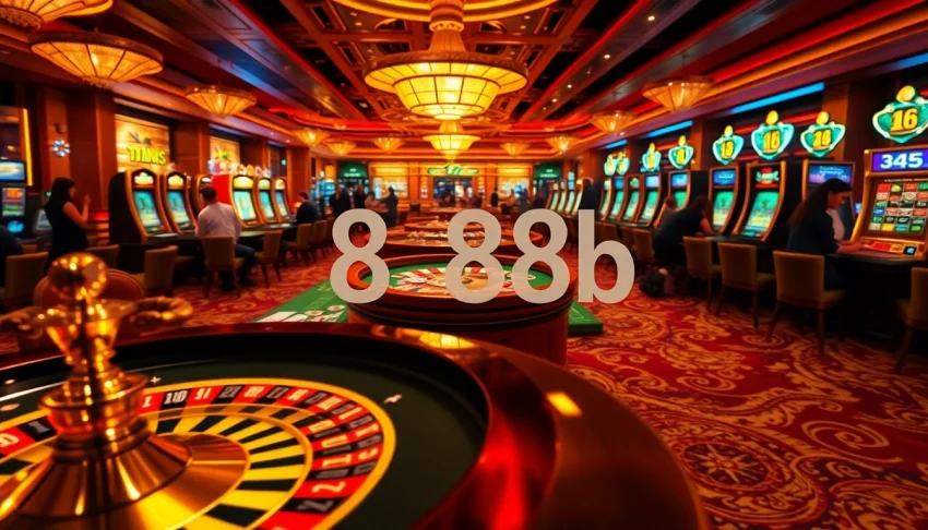Players celebrate a big win at a poker table in a lively casino setting featuring 888b.