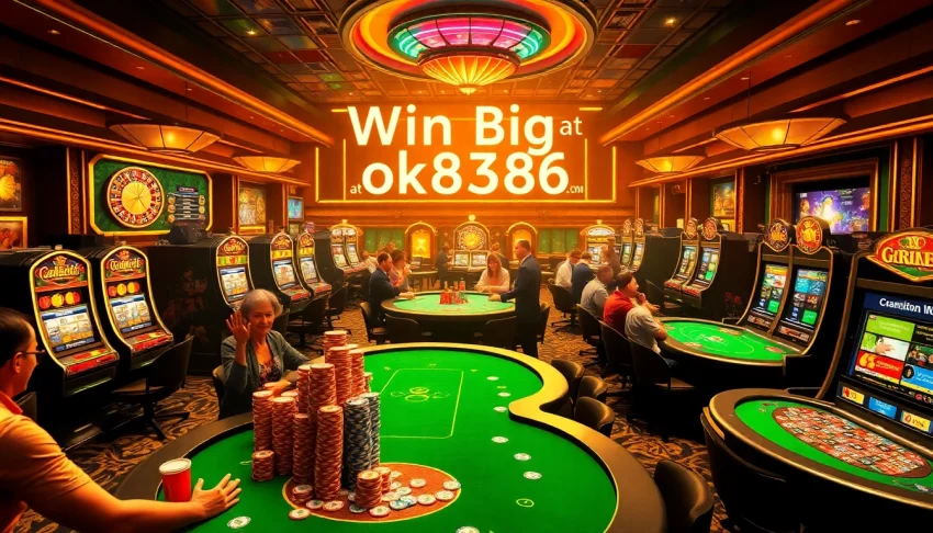 Experience the thrill of winning big at ok8386.com with exciting poker games and vibrant casino visuals.