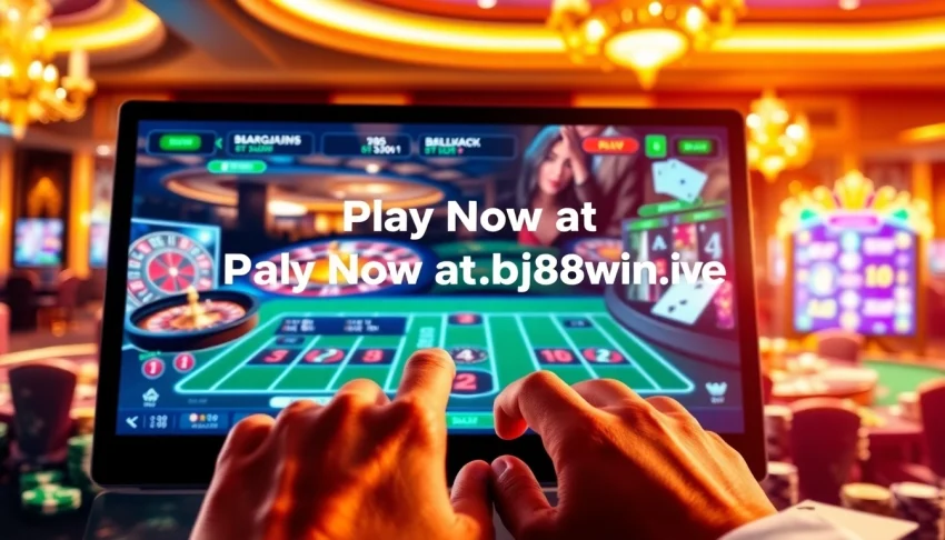 Exciting gaming action on bj88win.live showcases online roulette, blackjack, and vibrant virtual casino elements.